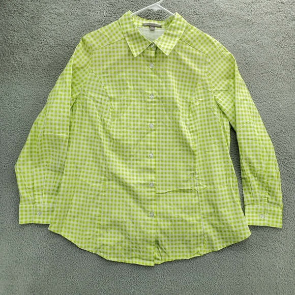 Jessica London Poplin Tunic Button Up Shirt Women's Plus Size 18W Plaid Green - Picture 1 of 13